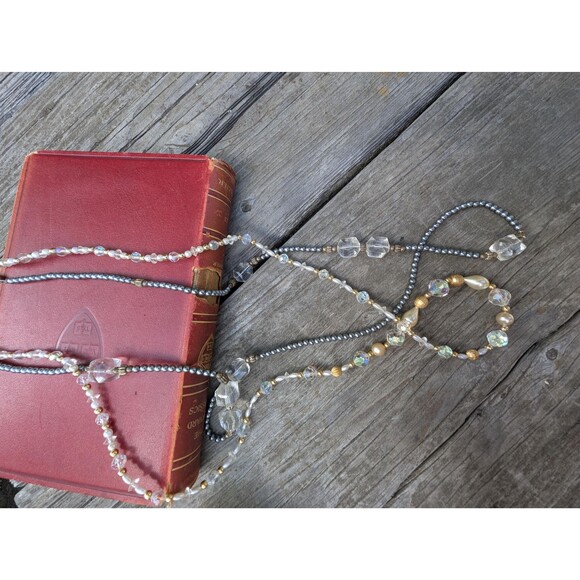 80s Sparkly Beaded Necklaces, Retro Bead Necklace Lot - Picture 3 of 9